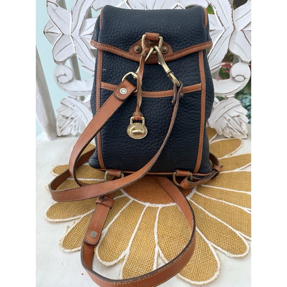 Vintage 90s Dooney & And Bourke Canyon Pebble Leather‎ Navy & Brown Backpack Y2K main image 5